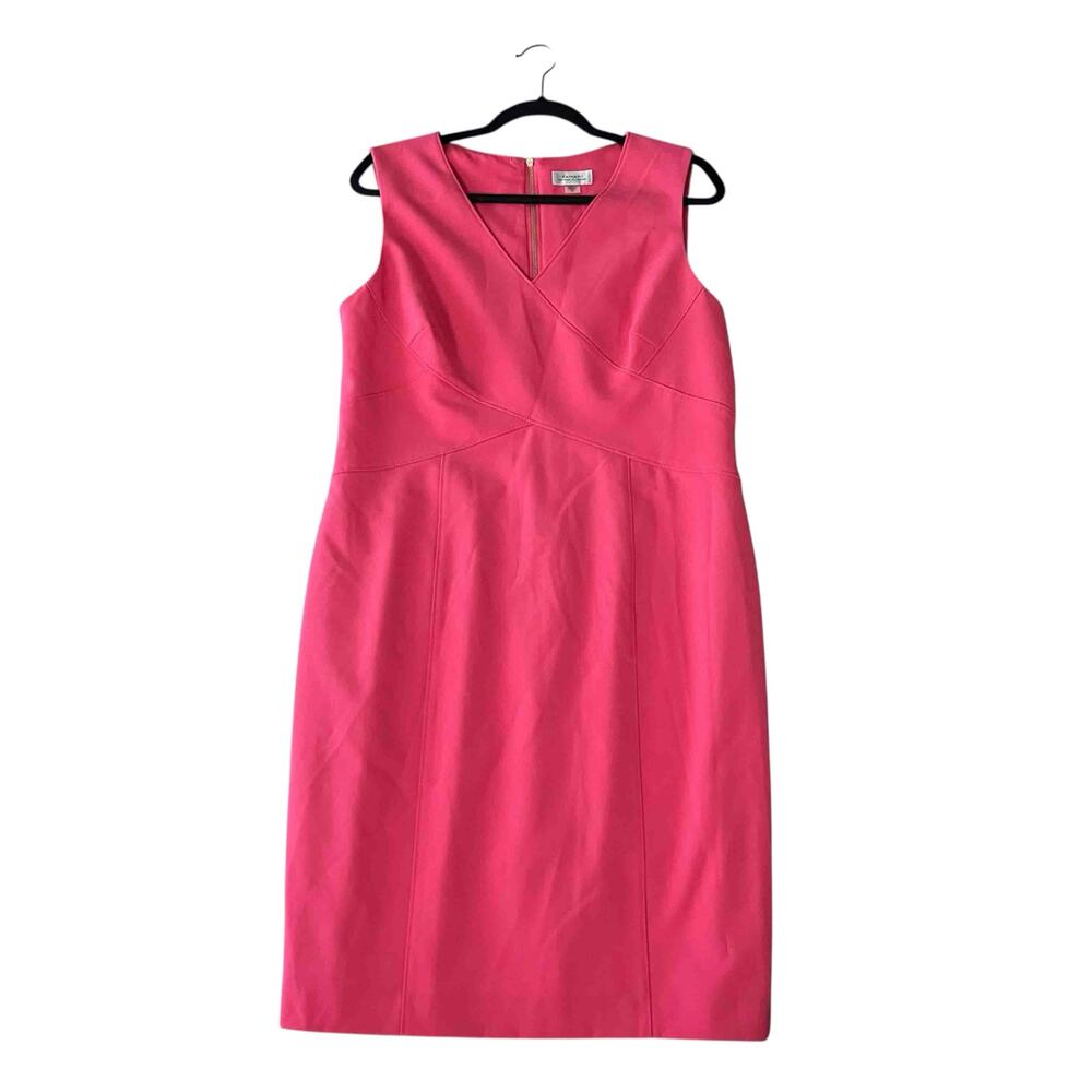 NWT Tahari Women's Professional Lined Sleeveless Sheath Dress Coral Pink Size 12